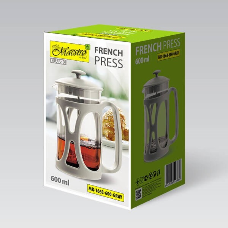 French press MAESTRO MR-1663 (MR-1663-600-GRAY) 600 ml Grey French press MAESTRO MR-1663 (MR-1663-600-GRAY) 600 ml Grey