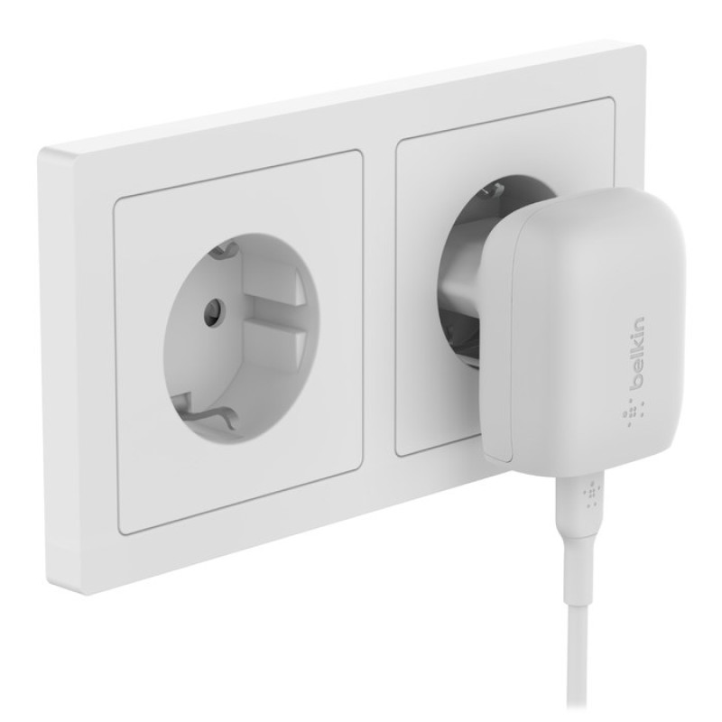 BELKIN COMPACT CHARGER 30W TRAVEL USB-C, WHITE BELKIN COMPACT CHARGER 30W TRAVEL USB-C, WHITE