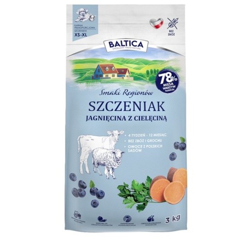 BALTICA Smaki regionów Junior Lamb with veal - dry dog food - 3kg BALTICA Smaki regionów Junior Lamb with veal - dry dog food - 3kg