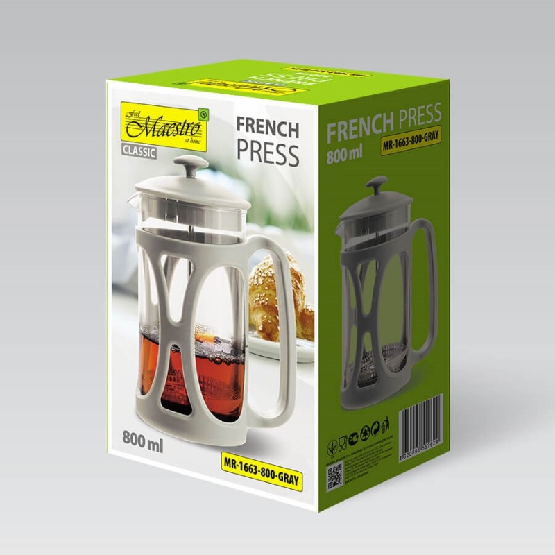 French press MAESTRO MR-1663 (MR-1663-800-GRAY) 800 ml Grey French press MAESTRO MR-1663 (MR-1663-800-GRAY) 800 ml Grey