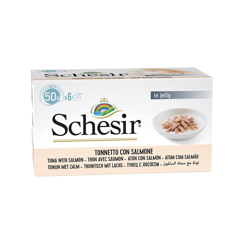 SCHESIR Tuna with salmon in jelly - wet cat food - 6x50g SCHESIR Tuna with salmon in jelly - wet cat food - 6x50g