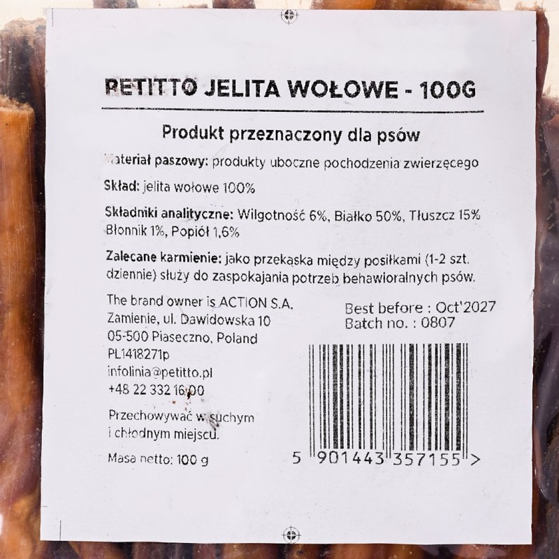PETITTO Beef intestines - dog treat - 100g