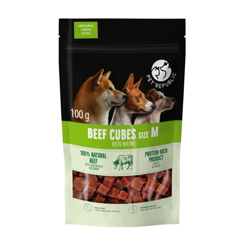 PETREPUBLIC Beef cubes M - dog treat - 100g