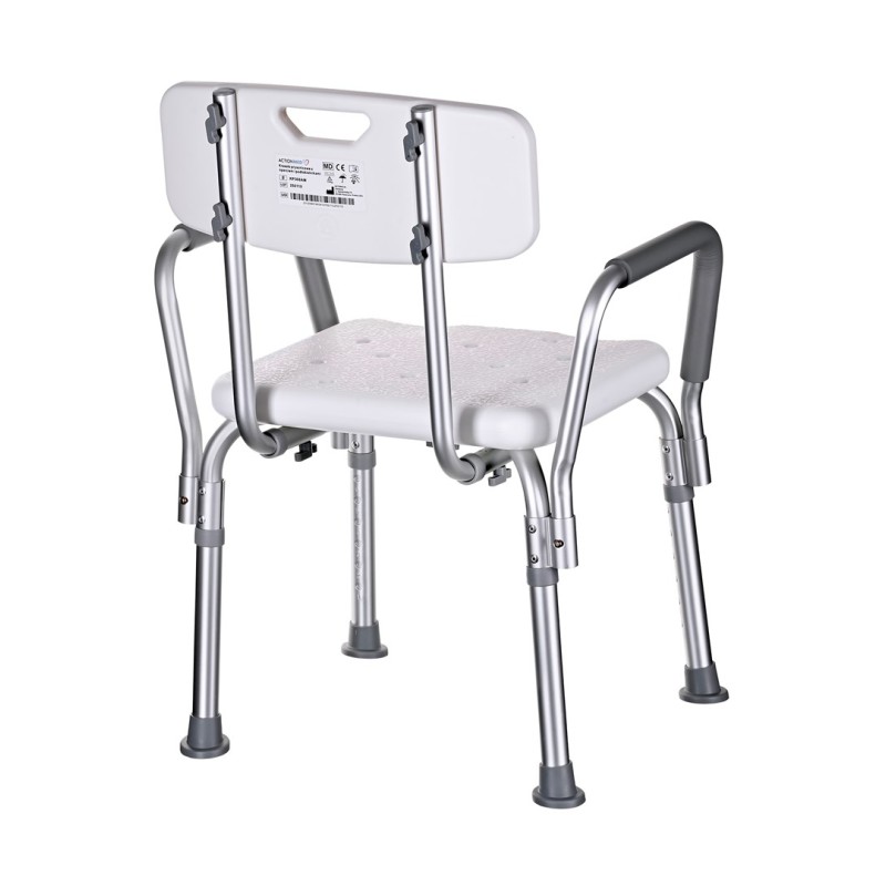 Shower chair with backrest and armrests