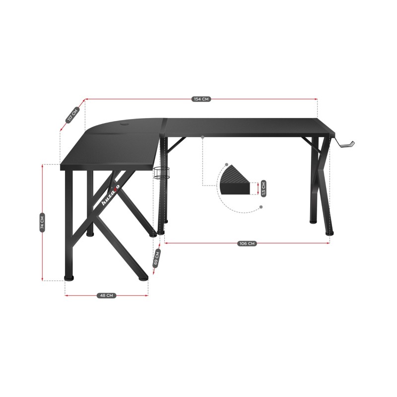 Gaming desk Huzaro Hero 6.3 Black Gaming desk Huzaro Hero 6.3 Black