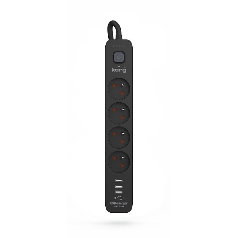 KERG power strip with circuit breaker-3USB 16A 3m KERG power strip with circuit breaker-3USB 16A 3m