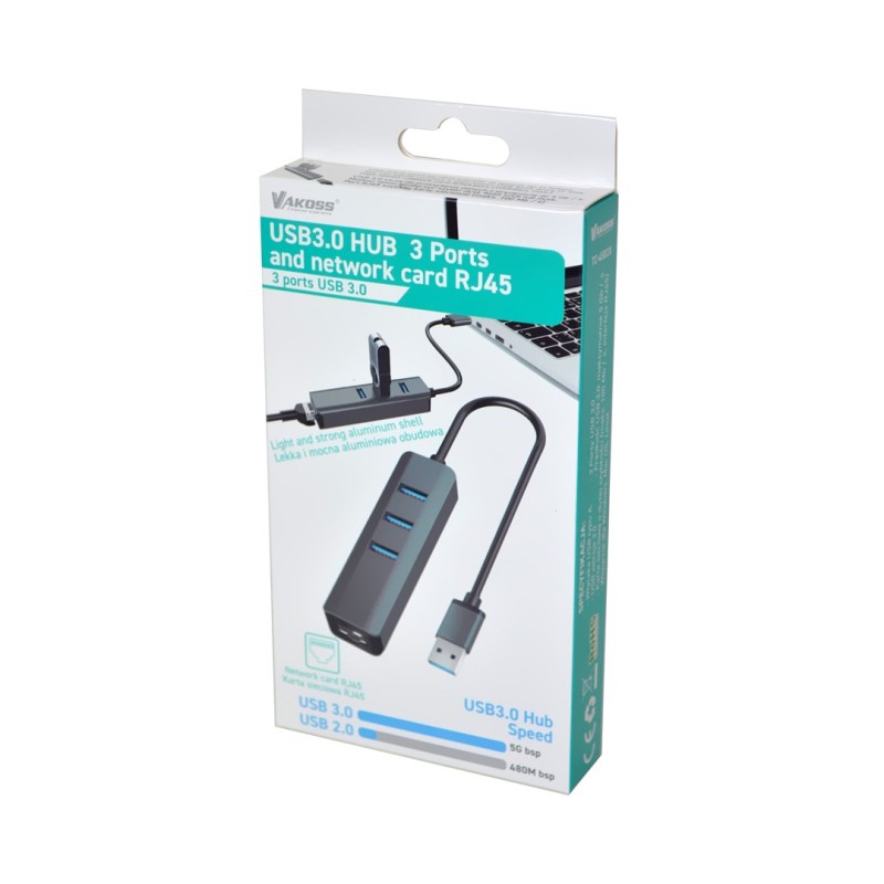 VAKOSS HUB USB 3.0 +RJ45 ETHERNET TC-4502X VAKOSS HUB USB 3.0 +RJ45 ETHERNET TC-4502X