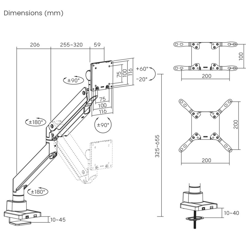Maclean MC-968 Double Arm Monitor Mount with Gas Spring 17-57 Maclean MC-968 Double Arm Monitor Mount with Gas Spring 17-57