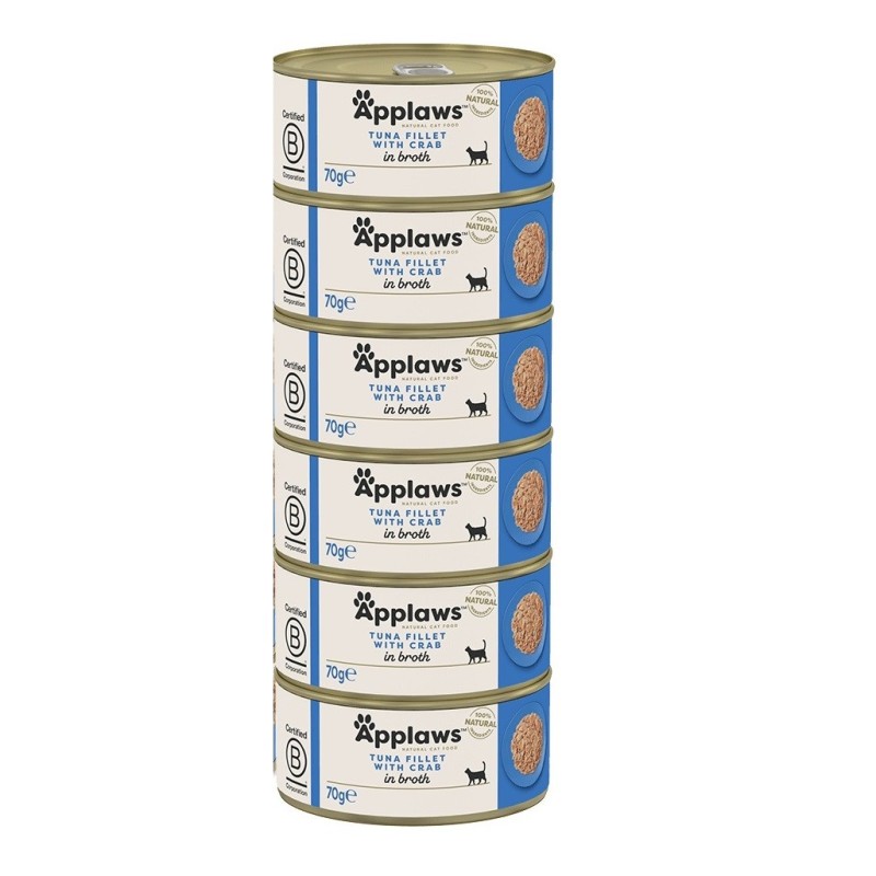 APPLAWS Tuna fillet with crab in broth - wet cat food - 6x70g APPLAWS Tuna fillet with crab in broth - wet cat food - 6x70g