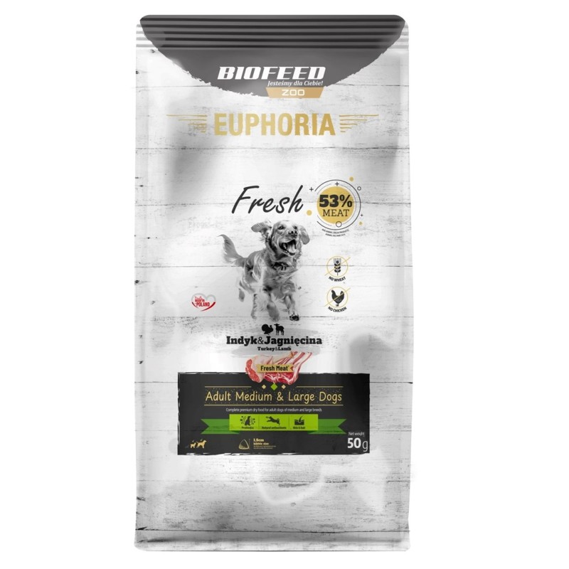 EUPHORIA Fresh Adult Turkey with lamb M/L - dry dog food - 50g