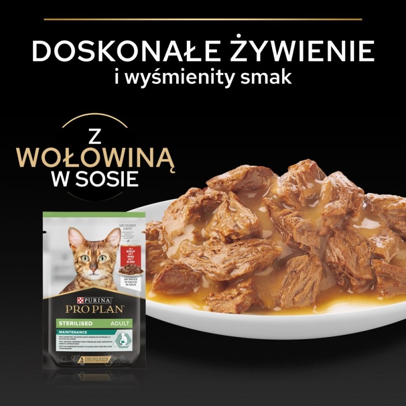 PURINA Pro Plan Adult Sterilised Maintenance Beef in gravy - wet cat food - 85g PURINA Pro Plan Adult Sterilised Maintenance Beef in gravy - wet cat food - 85g