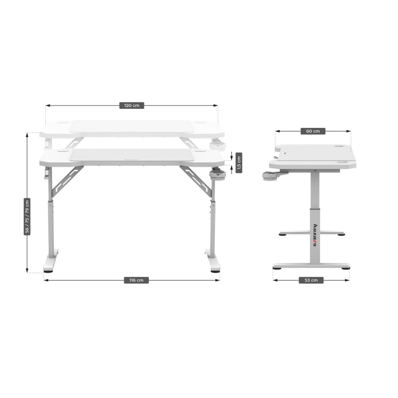 Huzaro Hero 2.6 White gaming desk Huzaro Hero 2.6 White gaming desk