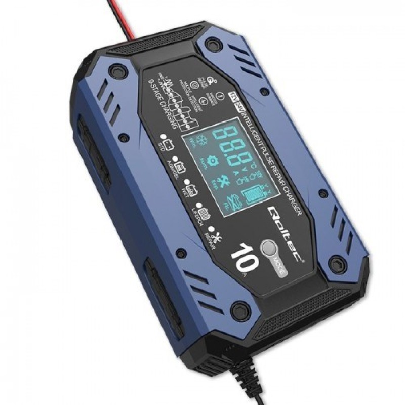 Qoltec 52482 vehicle battery charger 12/24 V Black, Blue