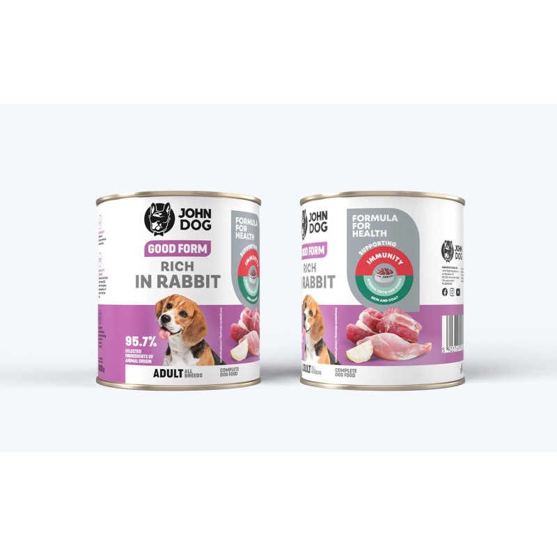 JOHN DOG Good Form Rich in rabbit - wet dog food - 800g