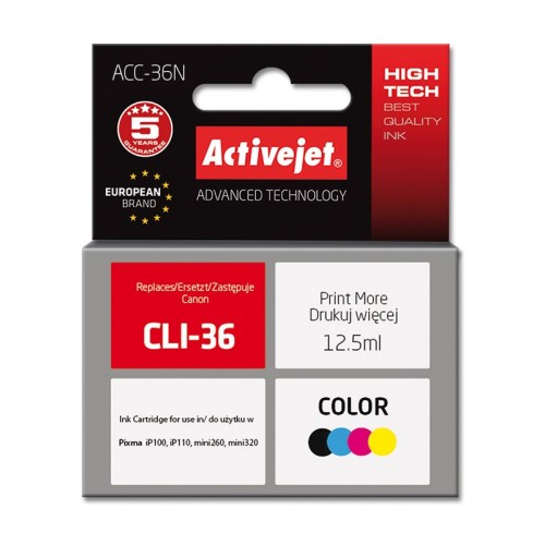 Activejet ACC-36N Ink cartridge (replacement for Canon CLI-36; Supreme; 12.5 ml; colour)