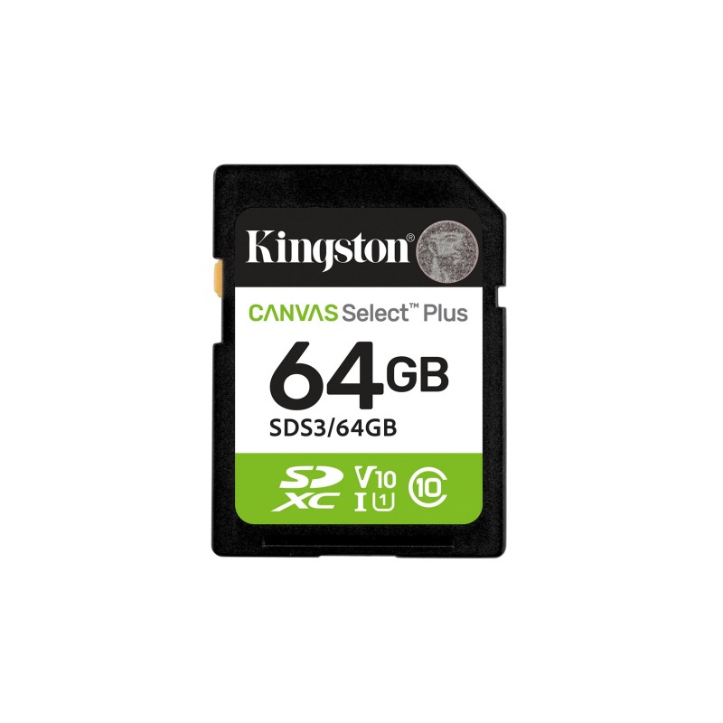 Kingston Technology 64GB SDXC Canvas Select Plus Gen3 100MB/s C10 UHS-I U1 V10 Kingston Technology 64GB SDXC Canvas Select Plus Gen3 100MB/s C10 UHS-I U1 V10