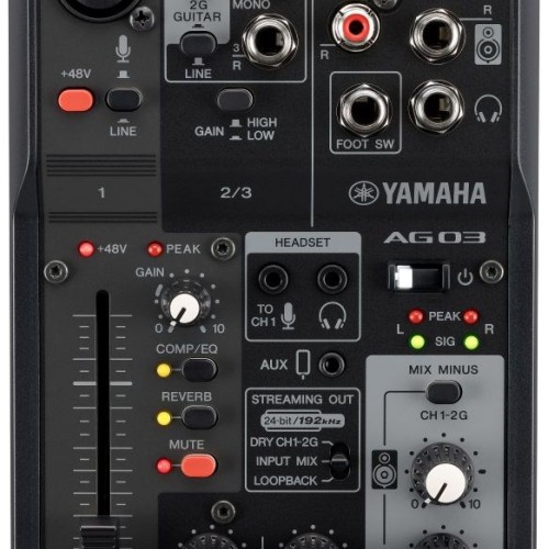 Yamaha AG03 MK2 - 3-channel live streaming mixer with USB audio interface, black Yamaha AG03 MK2 - 3-channel live streaming mixer with USB audio interface, black