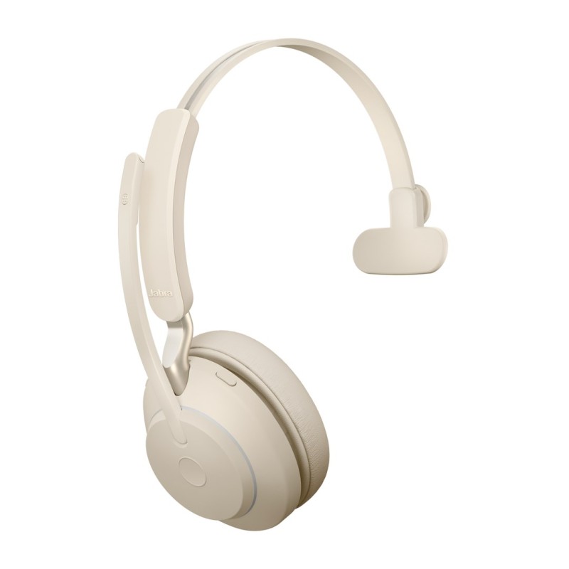 Jabra Evolve2 65 UC Mono Link380c - wireless over-ear headphones with stand, beige Jabra Evolve2 65 UC Mono Link380c - wireless over-ear headphones with stand, beige