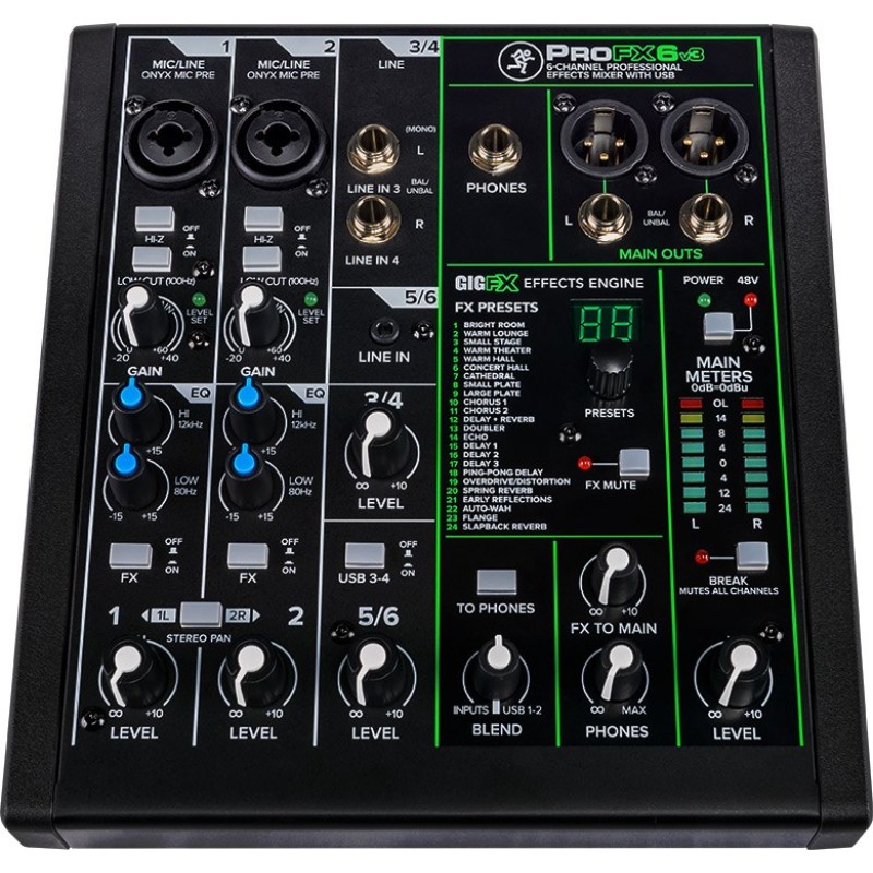 Mackie ProFX6v3 - 6-channel analogue mixer with USB interface, black