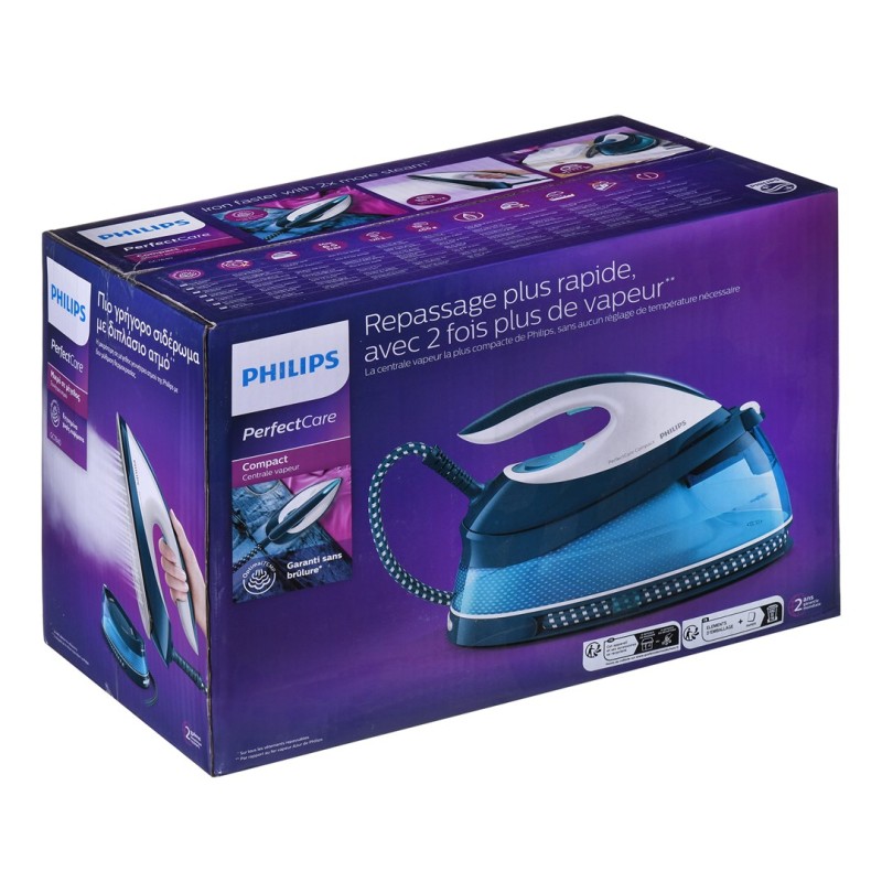 Philips GC7840/20 steam ironing station 2400 W 1.5 L SteamGlide soleplate Blue, White Philips GC7840/20 steam ironing station 2400 W 1.5 L SteamGlide soleplate Blue, White