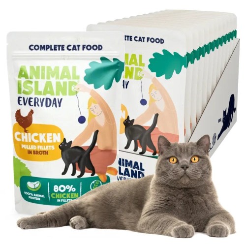 ANIMAL ISLAND Everyday Chicken fillets in broth - wet cat food - 12 x 85g ANIMAL ISLAND Everyday Chicken fillets in broth - wet cat food - 12 x 85g