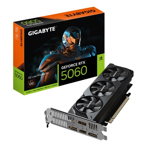 GIGABYTE GeForce RTX 5060 OC Low Profile 8G Graphics Card - 8GB GDDR7, 128bit, PCI-E 5.0, 2512 MHz Core Clock, 3 x DisplayPort, 1 x HDMI, GV-N5060OC-8GL GIGABYTE GeForce RTX 5060 OC Low Profile 8G Graphics Card - 8GB GDDR7, 128bit, PCI-E 5.0, 2512 MHz Core Clock, 3 x DisplayPort, 1 x HDMI, GV-N5060OC-8GL