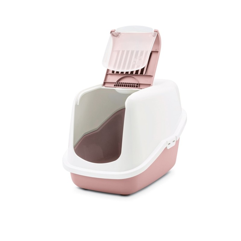 SAVIC Nestor White-Pink - Covered Cat Litter Box - 56x39x38.5 cm - 1 pc SAVIC Nestor White-Pink - Covered Cat Litter Box - 56x39x38.5 cm - 1 pc