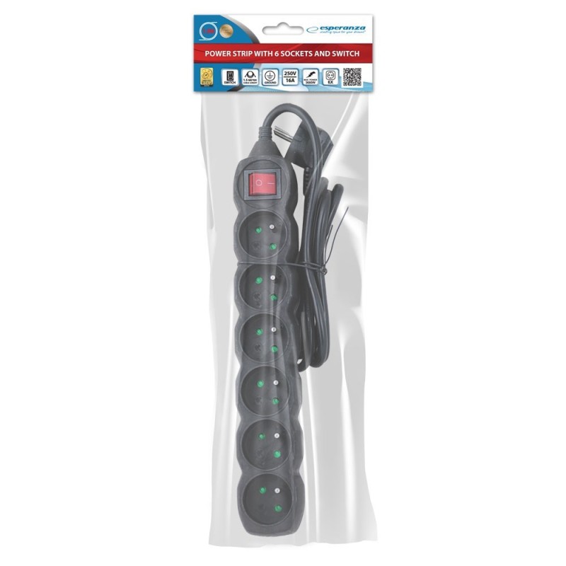 Esperanza ELK217K Power strip 6GN/1,5M Black Esperanza ELK217K Power strip 6GN/1,5M Black