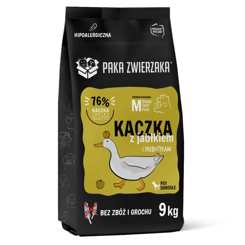 PAKA ZWIERZAKA Duck with apple M - dry dog food - 9kg PAKA ZWIERZAKA Duck with apple M - dry dog food - 9kg