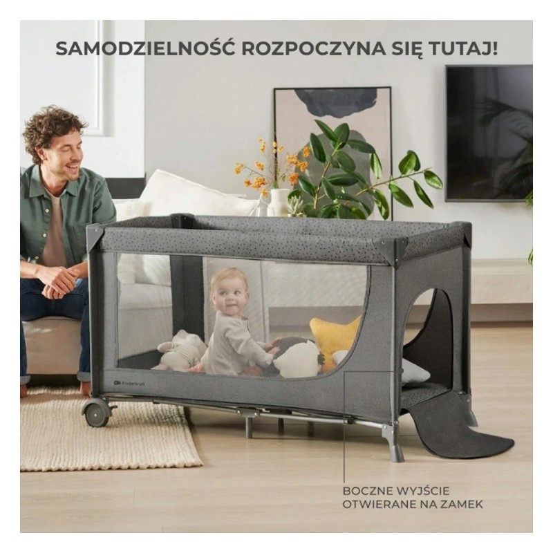 Kinderkraft Łóżeczko turystyczne Joy 2 ciemnoszary