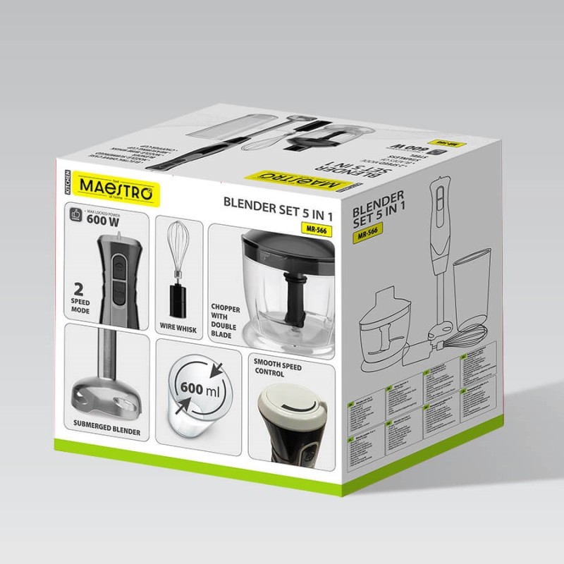 Hand blender Maestro MR-566 3-in-1 set 500 W Black