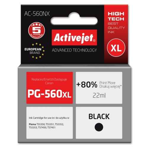 Activejet AC-560NX Printer Ink for Brother, Replacement Canon PG-560XL; Supreme; 22 ml; black Activejet AC-560NX Printer Ink for Brother, Replacement Canon PG-560XL; Supreme; 22 ml; black