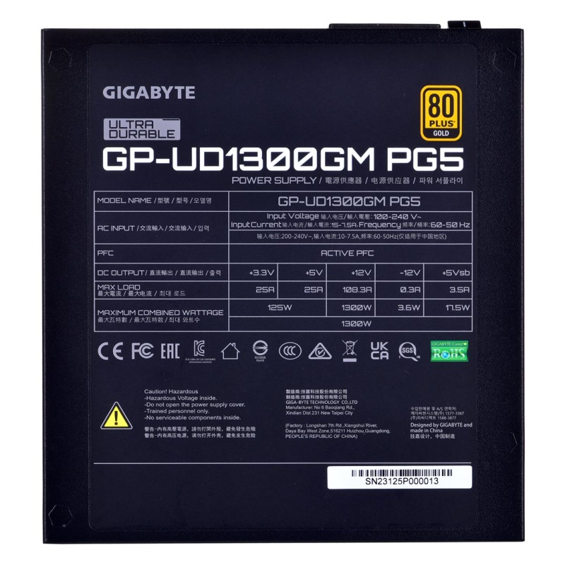 Zasilacz Gigabyte UD1300GM PG5 1300W 80+ Gold Zasilacz Gigabyte UD1300GM PG5 1300W 80+ Gold