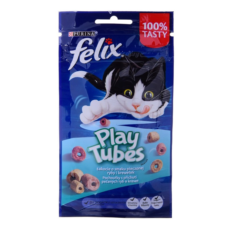 FELIX Play Tubes Fish, Shrimps  - dry cat food - 50 g