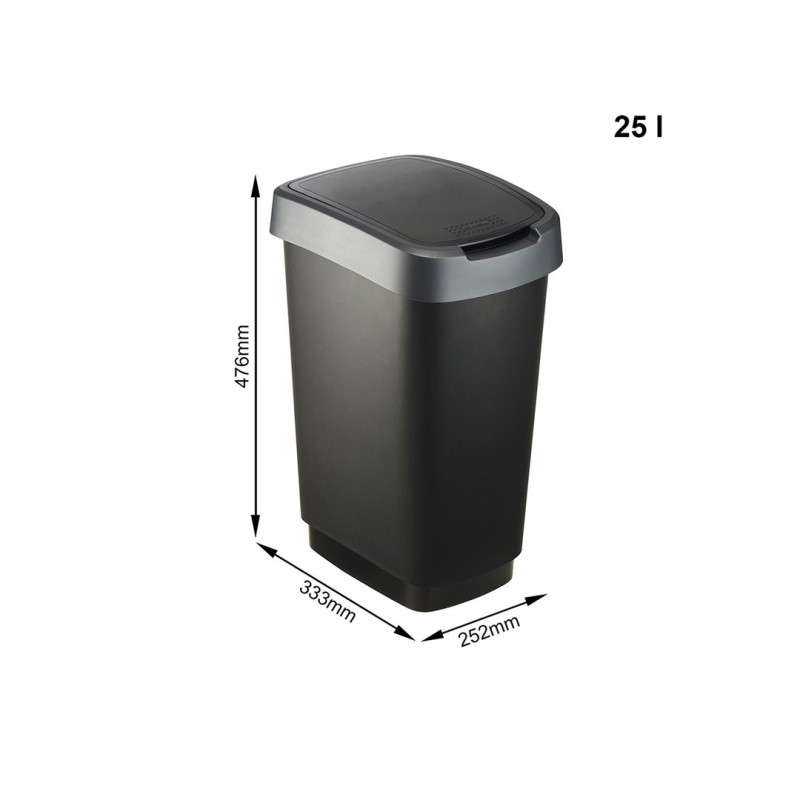 ROTHO Twist Silver - trash bin – 25l ROTHO Twist Silver - trash bin – 25l