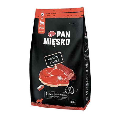 PAN MIĘSKO Beef with goat M  - dry dog food - 20kg