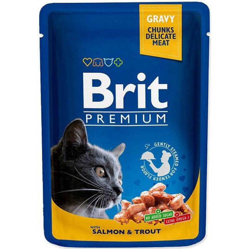 BRIT Premium Cat Salmon&Trout  - wet cat food - 100g