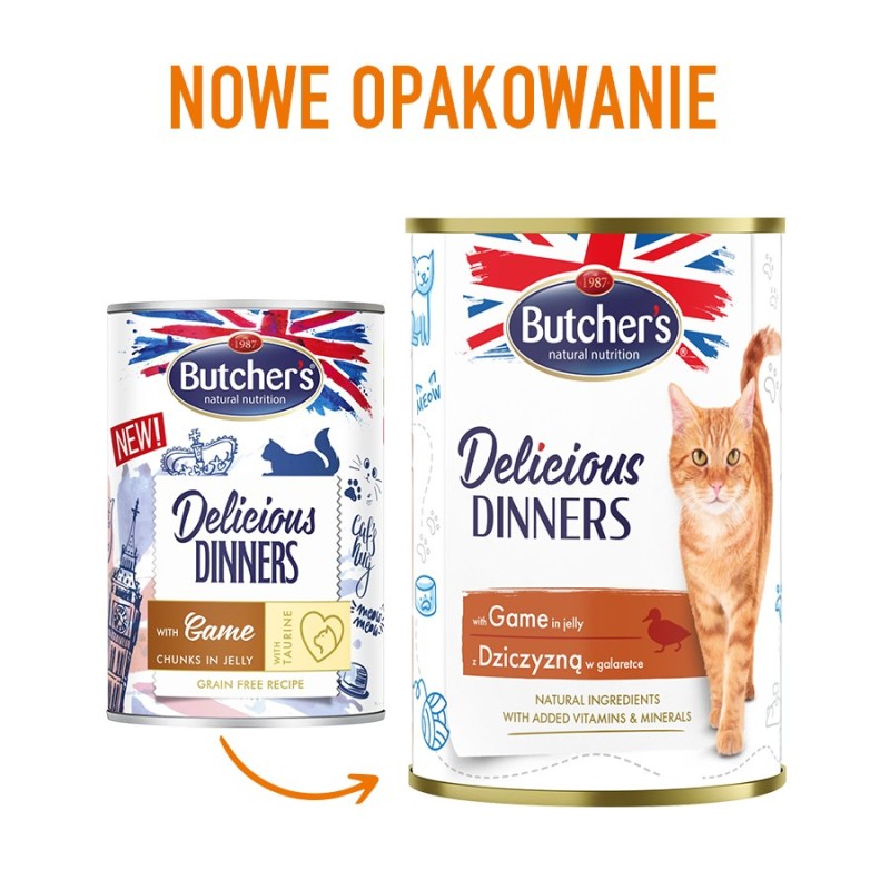 BUTCHER'S Delicious Dinners Pieces with venison in jelly - wet cat food - 400g BUTCHER'S Delicious Dinners Pieces with venison in jelly - wet cat food - 400g