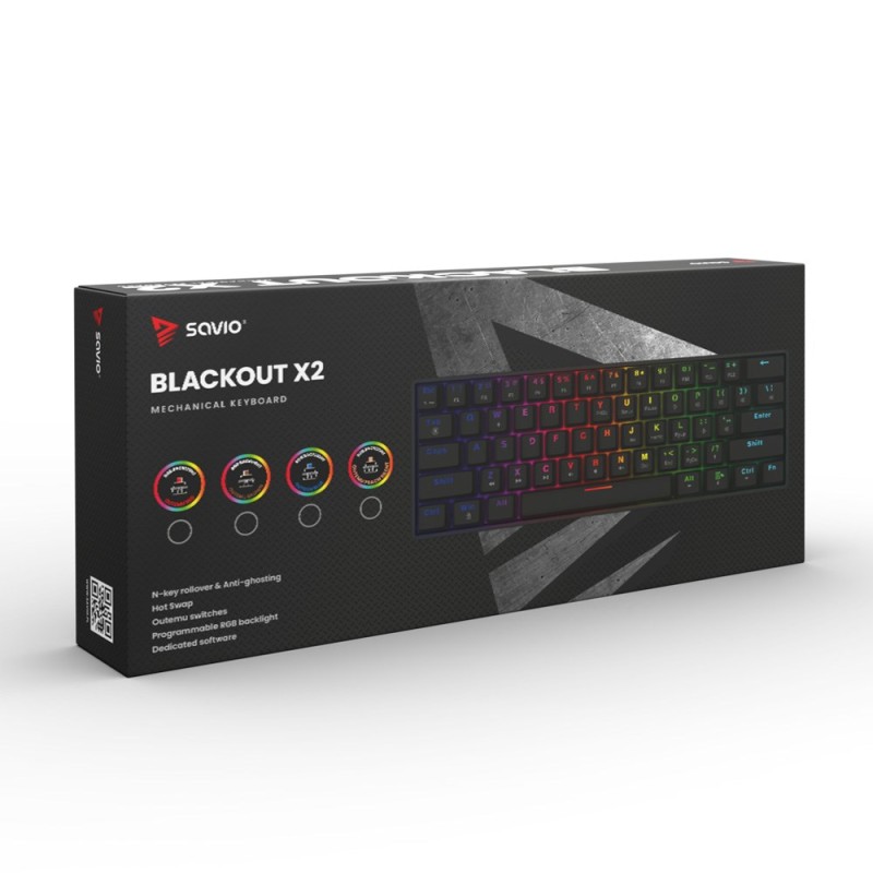 Savio BLACKOUT X2 RED keyboard Gaming USB QWERTY US International Black Savio BLACKOUT X2 RED keyboard Gaming USB QWERTY US International Black