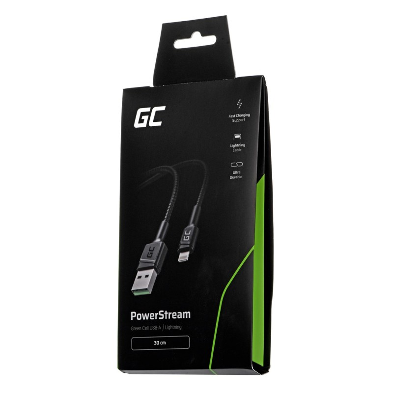 Green Cell KABGC24 lightning cable 0.3 m Black Green Cell KABGC24 lightning cable 0.3 m Black
