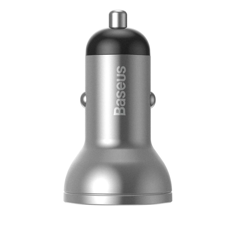 Baseus car charger with display, 2x USB, 4.8A, 24W (silver) Baseus car charger with display, 2x USB, 4.8A, 24W (silver)