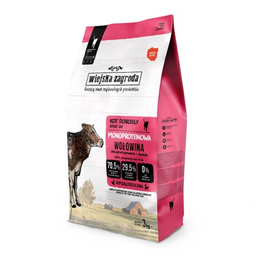 WIEJSKA ZAGRODA Monoprotein Beef - dry cat food - 3kg