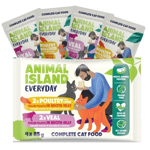 ANIMAL ISLAND Everyday Veal and poultry with liver - wet cat food - 4 x 85g ANIMAL ISLAND Everyday Veal and poultry with liver - wet cat food - 4 x 85g