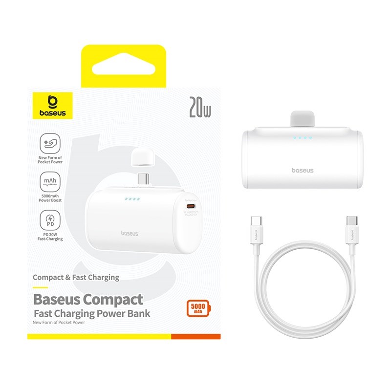 Baseus Compact P10068306213-00 Lithium-ion power bank 5000 mAh White Baseus Compact P10068306213-00 Lithium-ion power bank 5000 mAh White