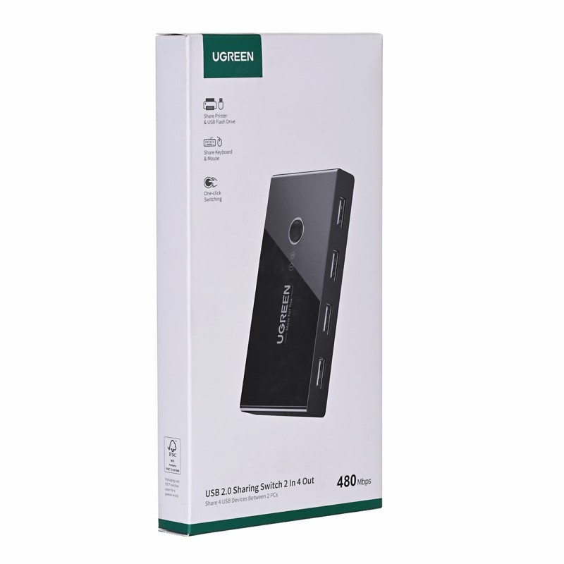 Ugreen 30767 interface hub USB 2.0 Black Ugreen 30767 interface hub USB 2.0 Black