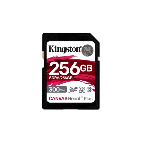 Kingston Technology 256GB Canvas React Plus SDXC UHS-II 300R/260W U3 V90 for Full HD/4K/8K Kingston Technology 256GB Canvas React Plus SDXC UHS-II 300R/260W U3 V90 for Full HD/4K/8K