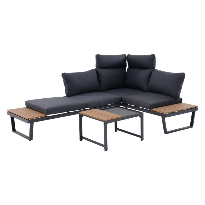 Corner garden lounge set or 2 sofas + table NUVIO grey Corner garden lounge set or 2 sofas + table NUVIO grey