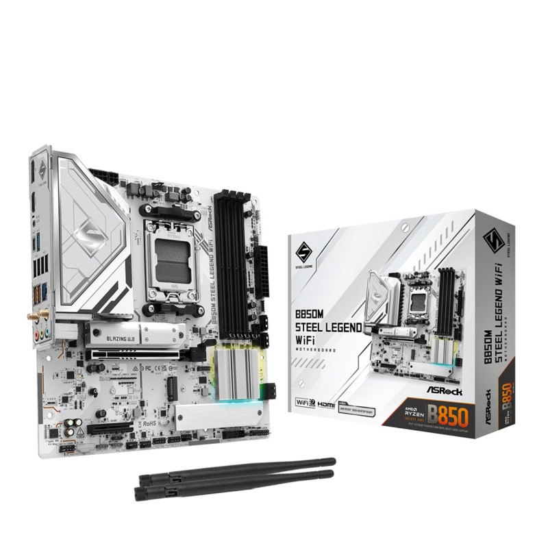 Asrock B850M Steel Legend WiFi AMD B850 Socket AM5 micro ATX Asrock B850M Steel Legend WiFi AMD B850 Socket AM5 micro ATX