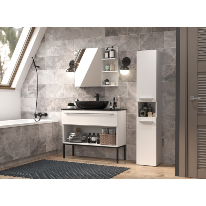 Bathroom cabinet NEL III 31x30x174 cm, matt white Bathroom cabinet NEL III 31x30x174 cm, matt white
