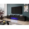 RTV cabinet ROVA with electric fireplace 190x37x48 cm black/black gloss RTV cabinet ROVA with electric fireplace 190x37x48 cm black/black gloss